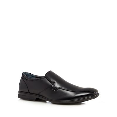 Hush Puppies Black leather extra wide slip-ons